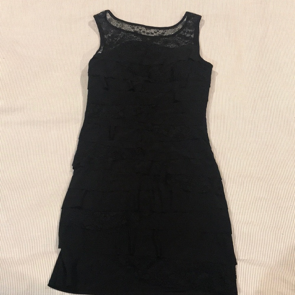 Nine West black lace layered dress size 6